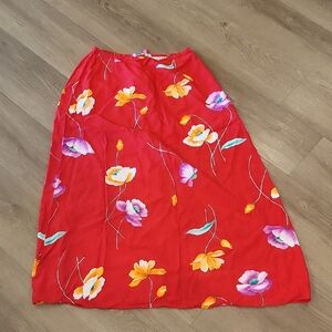 Norton McNaughton Red and Blue Floral Skirt Size 10